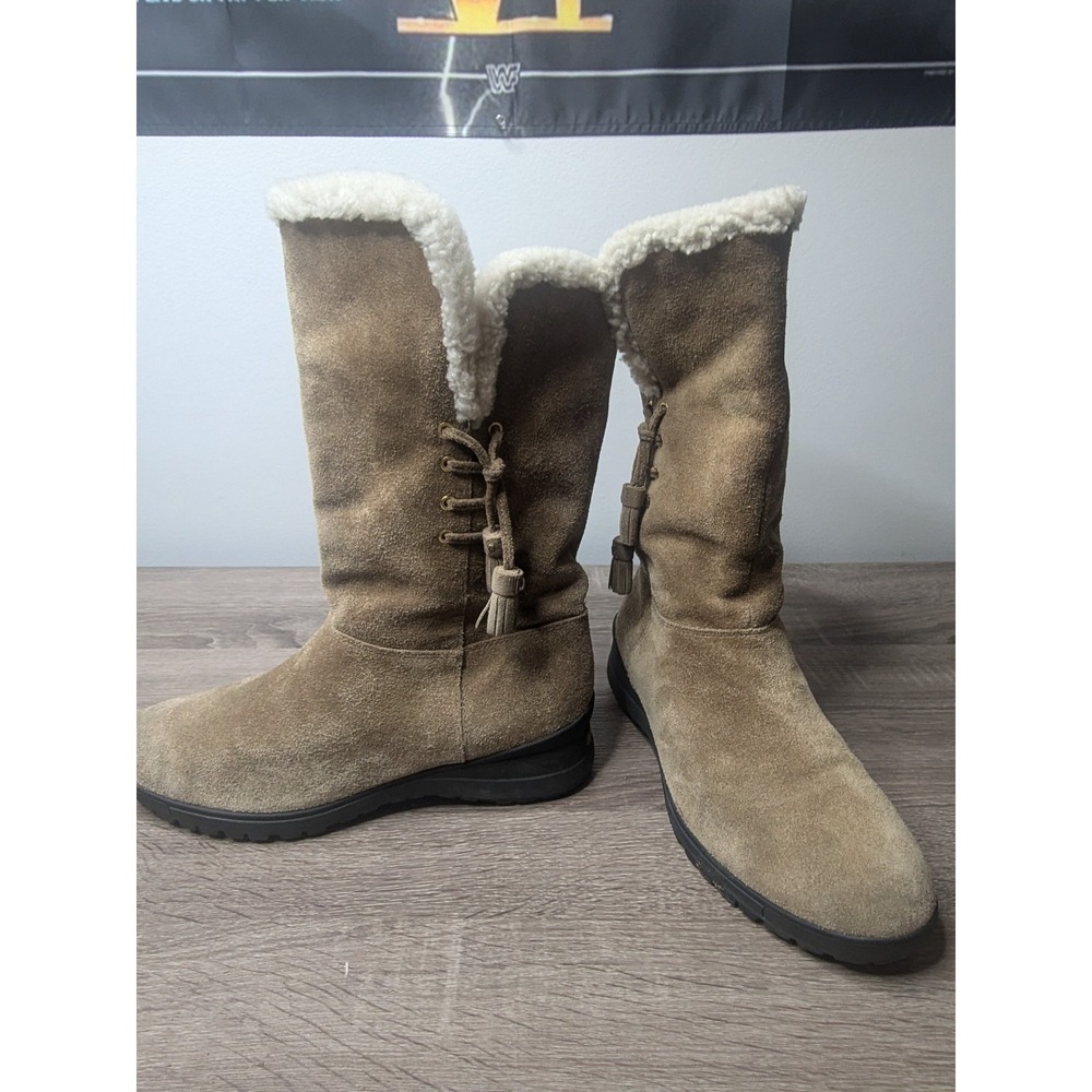 Lauren Ralph Lauren Tadina Suede Boots Shearling Lined Winter Womens 9.5B‎